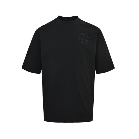 Chrome Hearts/Chrome Heart Dark Pattern Sanskrit Scroll Embroidered Short Sleeves
