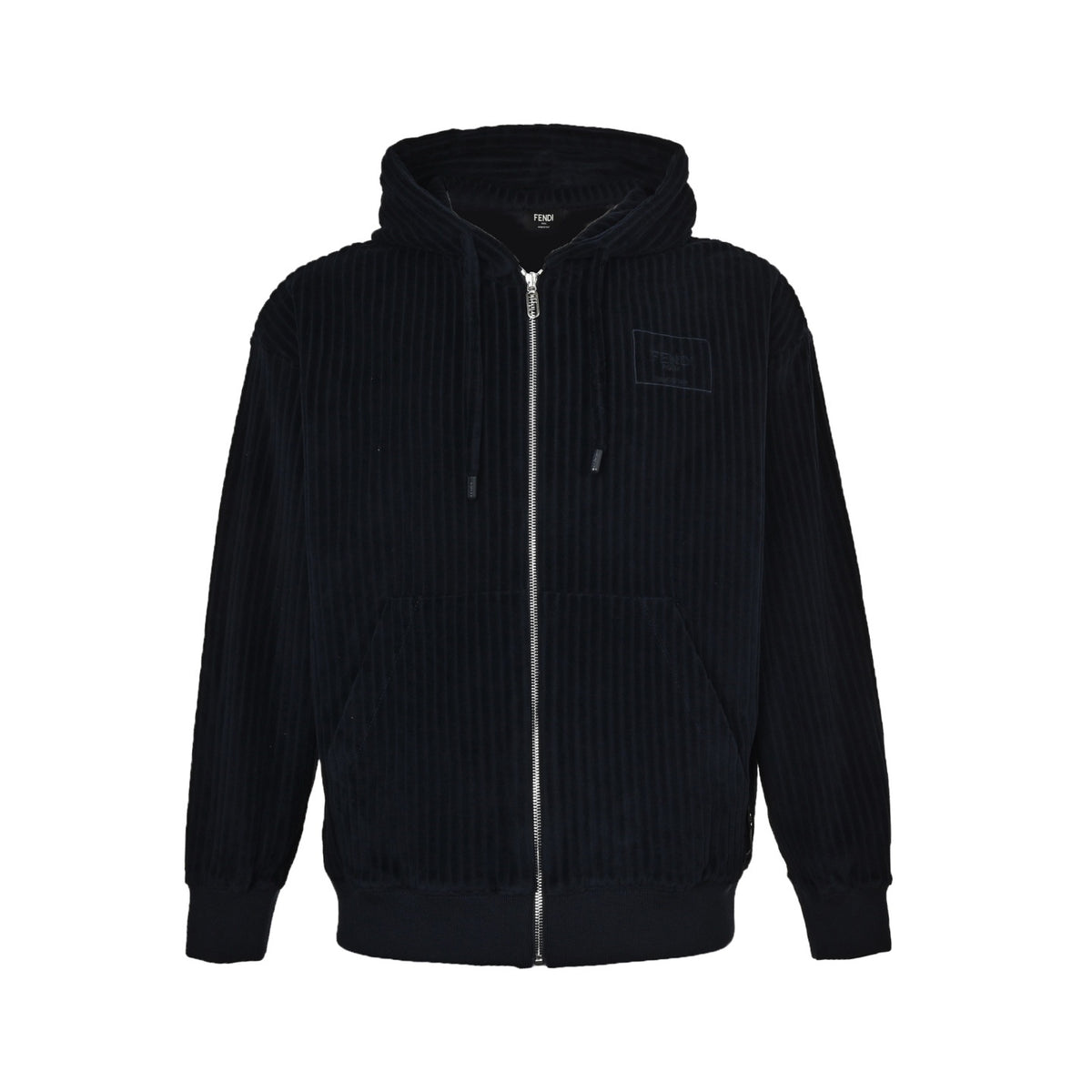 Fendi blue corduroy zipper sweatshirt jacket
