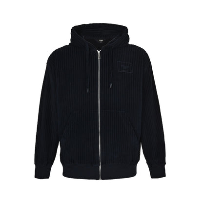 Fendi blue corduroy zipper sweatshirt jacket