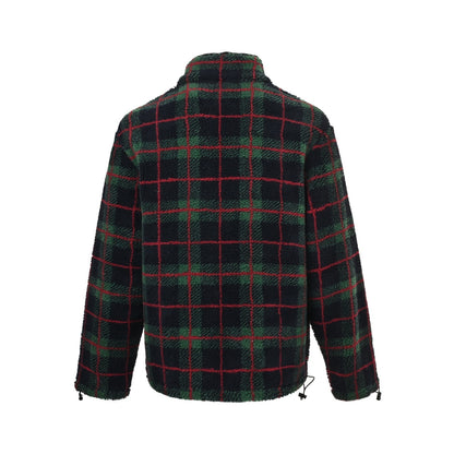 Miu Miu contrasting plaid sherpa zipper jacket