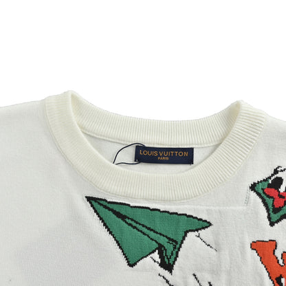 Louis Vuitton 25Fw childlike paper airplane jacquard knitted sweater