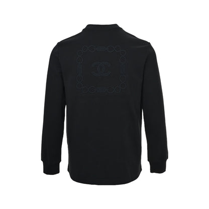 Chanel 25Fw dark pattern double C polka dot embroidery long-sleeved T-shirt