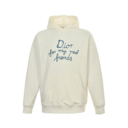 Dior 25Fw letter slogan embroidered hooded sweatshirt