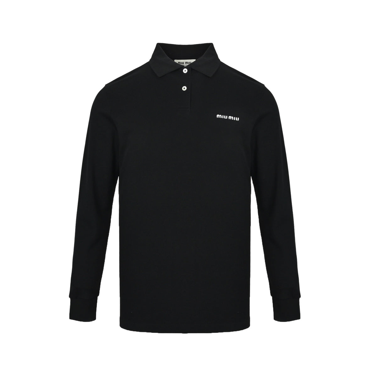 Miu Miu 24Fw Miu small label embroidered polo long sleeves