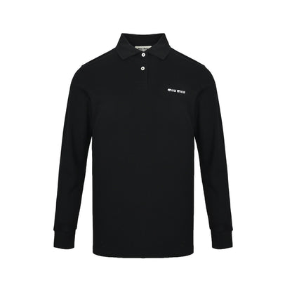 Miu Miu 24Fw Miu small label embroidered polo long sleeves