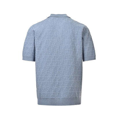 Fendi FF dark pattern all-over printed knitted Polo short sleeves