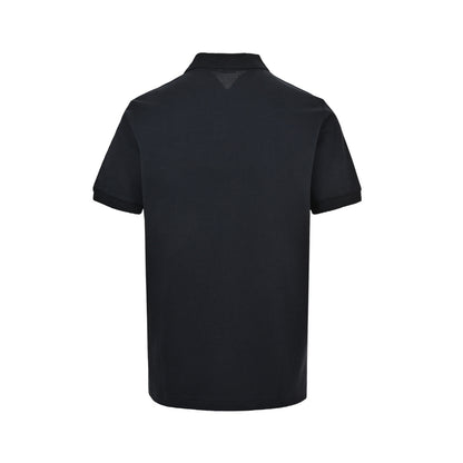 Moncler/Mask logo patch piqué cotton Polo short sleeves