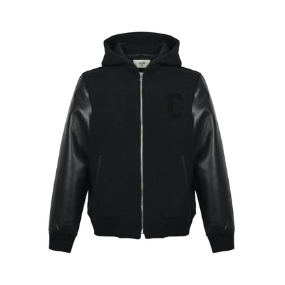 Celine Big C woolen leather sleeve hooded jacket