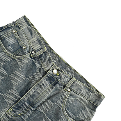Louis Vuitton all-over checkerboard denim shorts