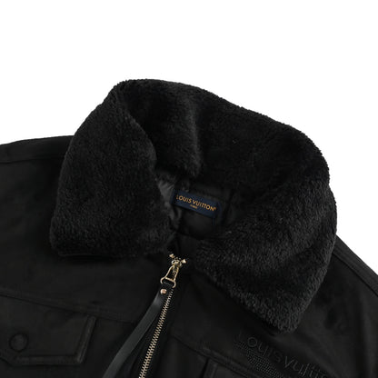 Louis Vuitton embroidered logo fur collar cotton jacket