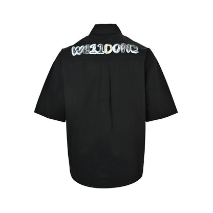 We11 Done short-sleeved shirt with colorful letter print on the back