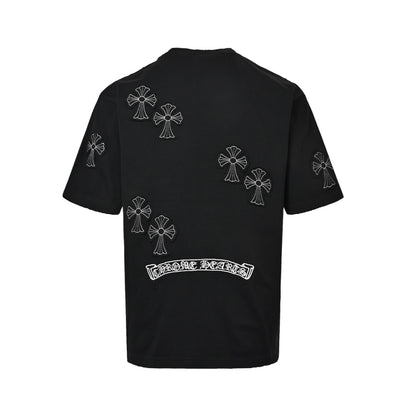 Chrome Hearts multi-label patch cross embroidery short sleeves