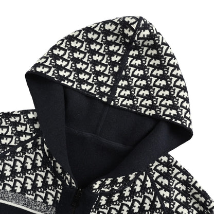 Dior 23Fw Oblique old flower jacquard knitted cashmere reversible jacket