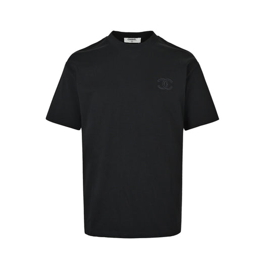 CHANEL logo three-dimensional woven embroidery round neck short sleeves