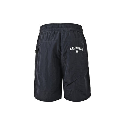 Balenciaga metal patch logo letter embroidered shorts