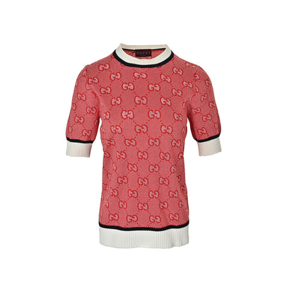 Gucci full-print GG jacquard letters knitted short-sleeves