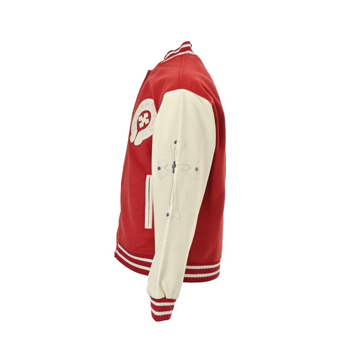 ChromeHearts/Chrome Heart cross-leather stitching baseball uniform jacket