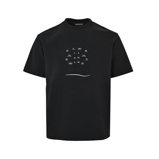 Balenciaga/Balanciaga laser wave letters misaligned round neck short sleeves