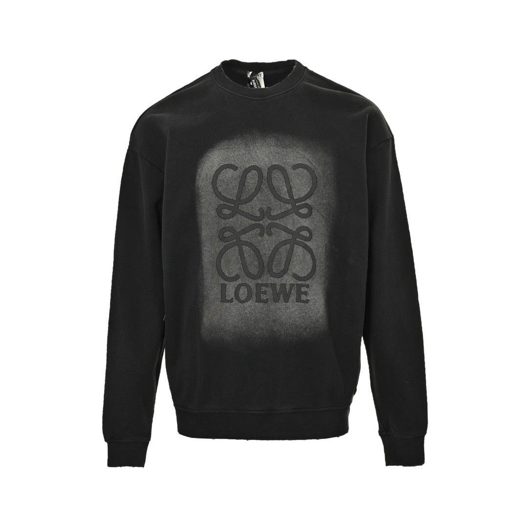 Loewe/Luo Yiwei 24Fw gradient washed printed round neck sweatshirt