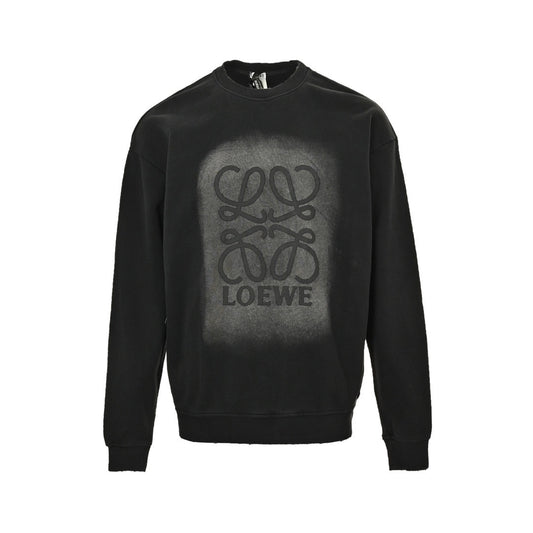 Loewe/Luo Yiwei 24Fw gradient washed printed round neck sweatshirt