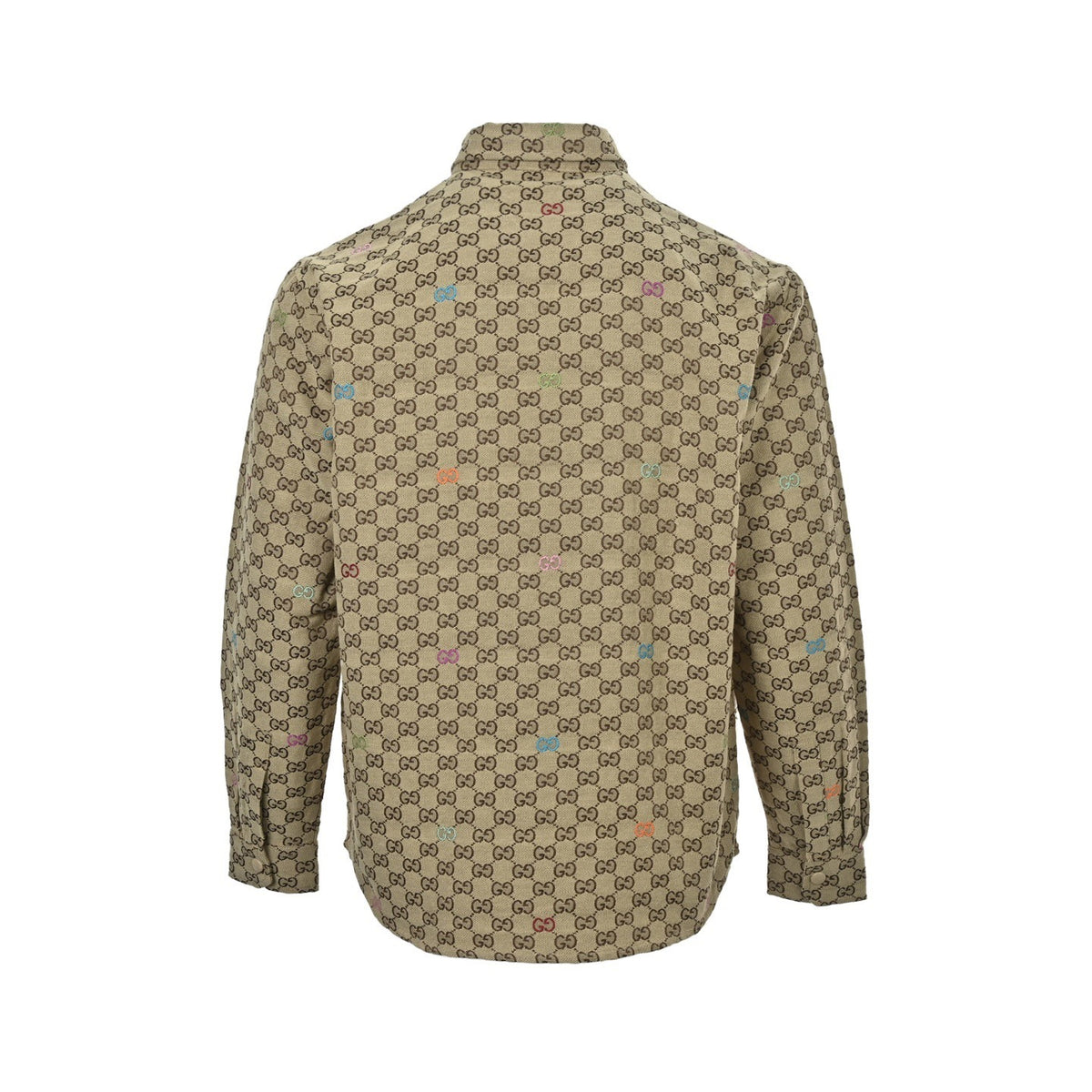 Gucci 25Fw GG colorful embroidered all-over jacquard canvas shirt jacket