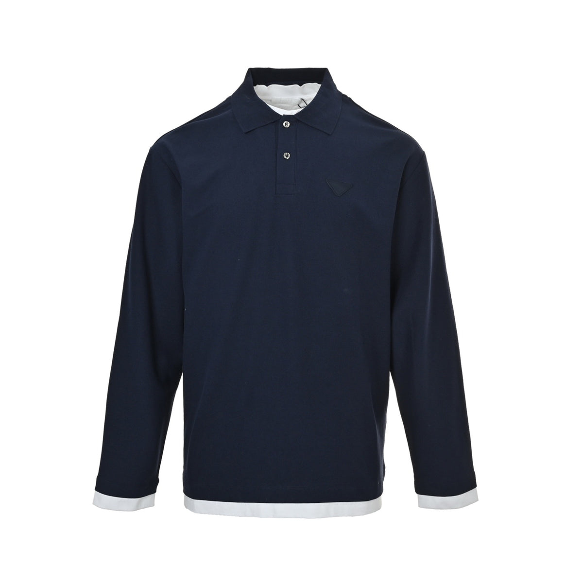 Prada fake two-piece Polo long sleeves with patchwork fabric label
