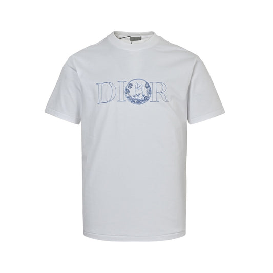 Dior 25ss cat embroidered short sleeves