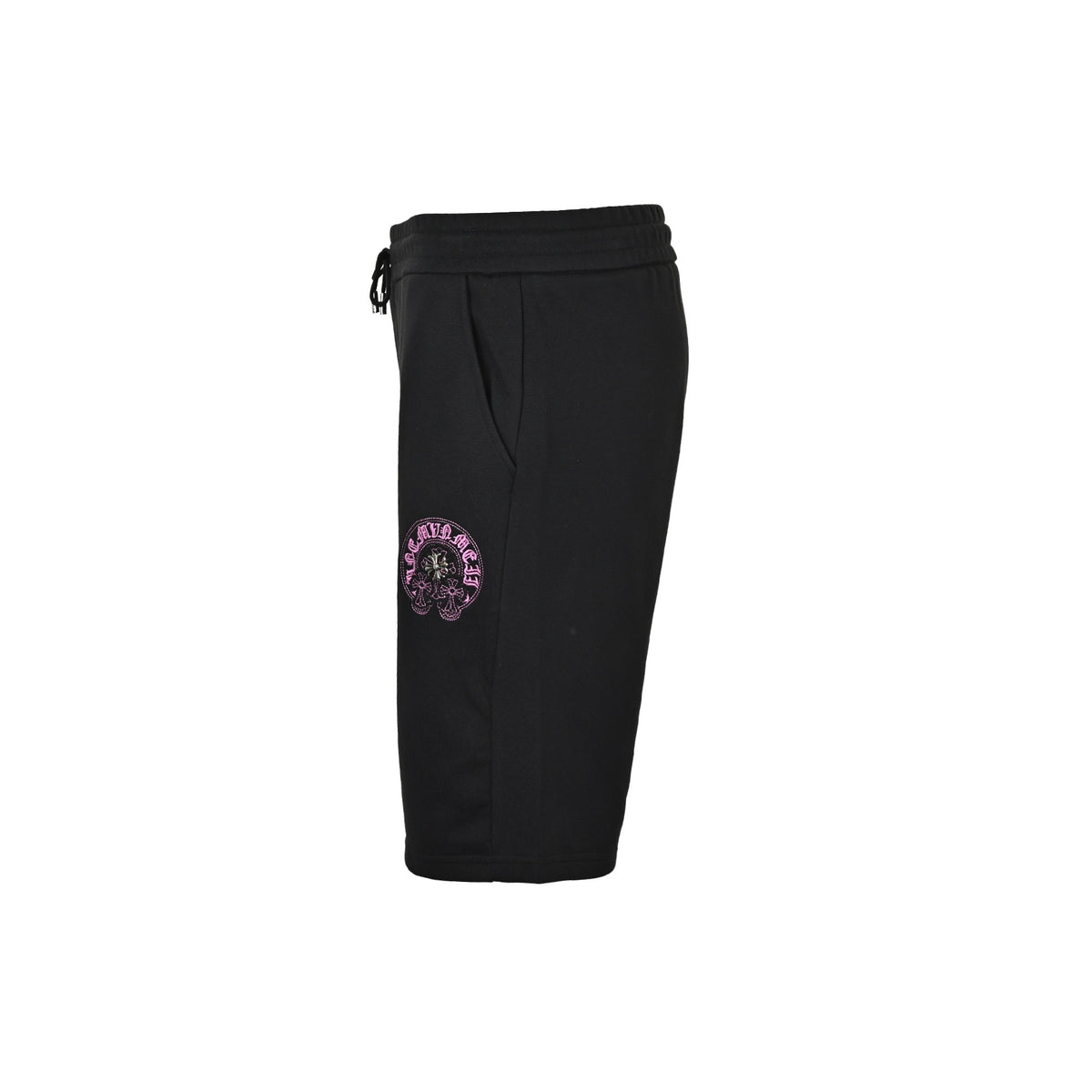 Chrome Hearts Sanskrit horseshoe hardware cross embroidered shorts