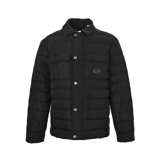 Burberry leather patch pocket lapel down jacket