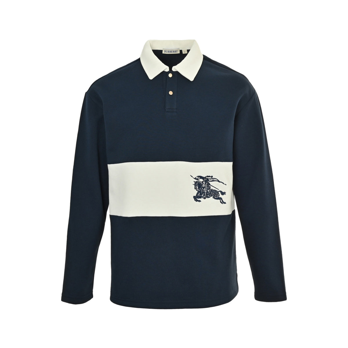 Burberry 25Fw spliced ​​war horse lapel Polo long sleeves