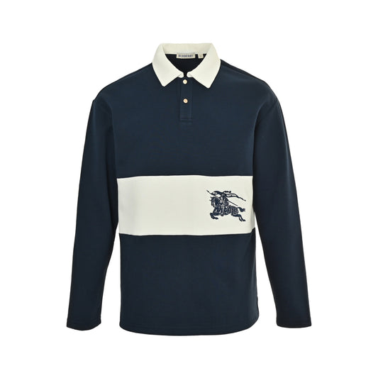 Burberry 25Fw spliced ​​war horse lapel Polo long sleeves
