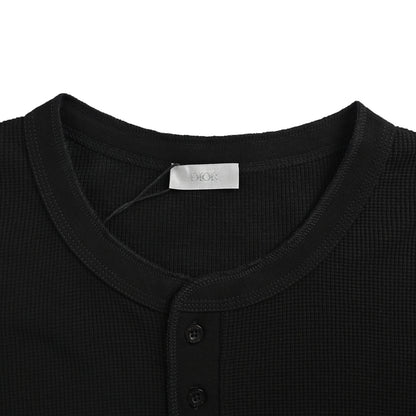 Dior Henry collar waffle old money style short sleeves