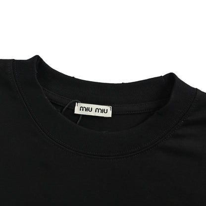 Miu Miu 26ss flocked letter print short sleeves