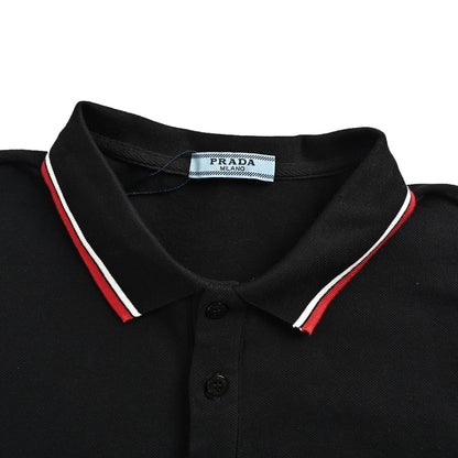 Prada red trim embroidered Polo short sleeves