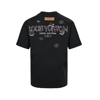 Louis Vuitton 26ss sketch letter old flower embroidery short