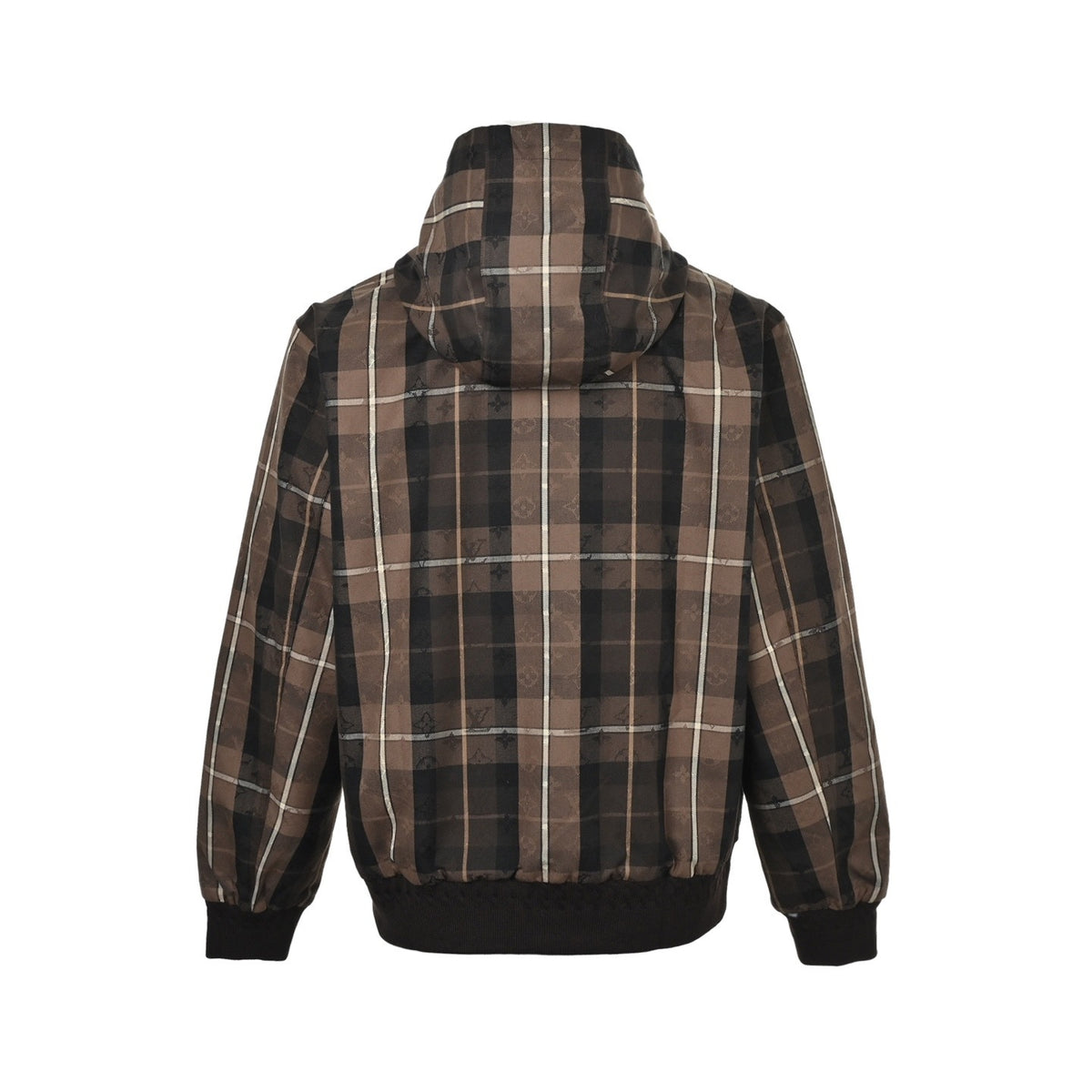 Louis Vuitton old pattern plaid letter embroidered zipper hooded jacket