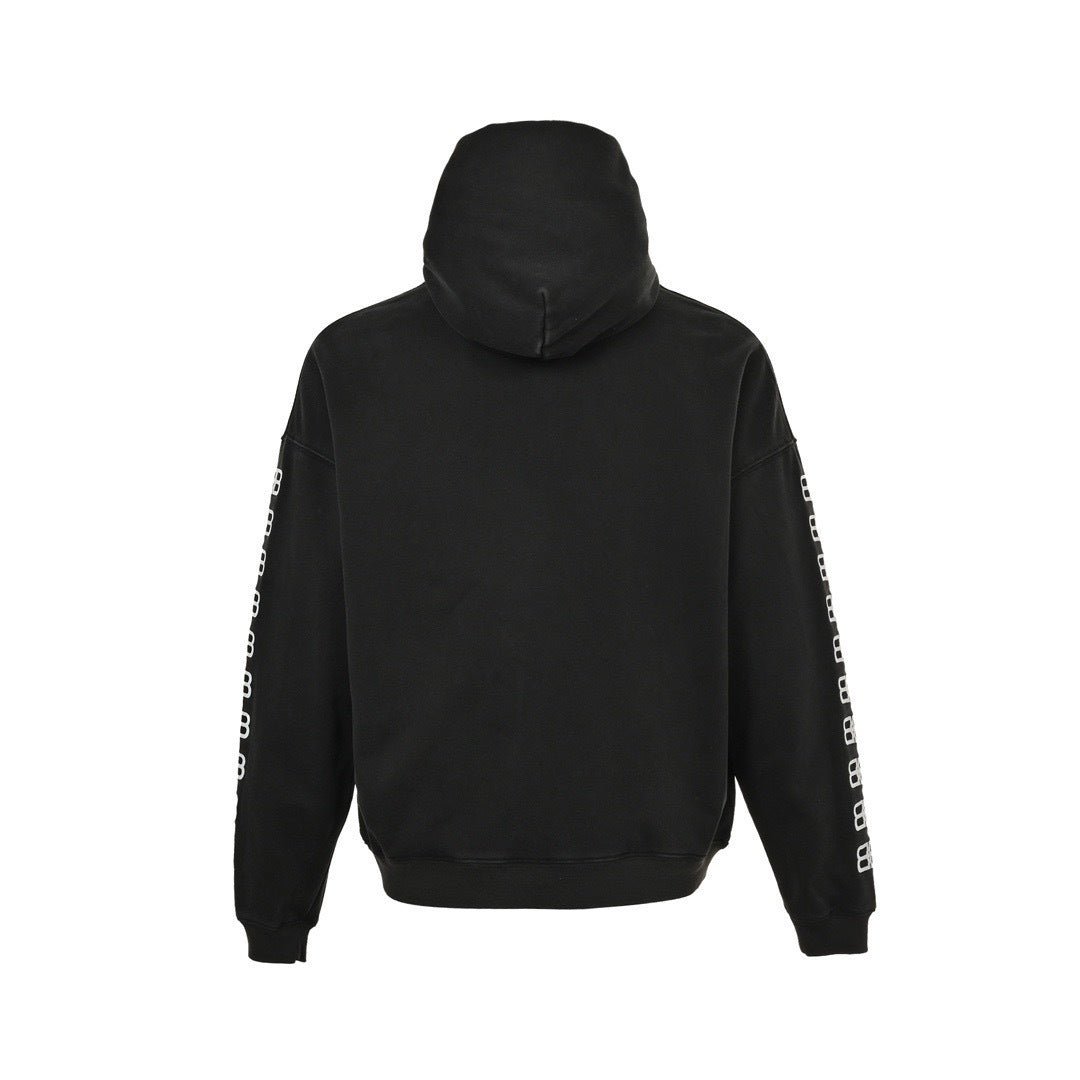 Balenciaga/Balanciaga Double B embroidered washed hooded sweatshirt
