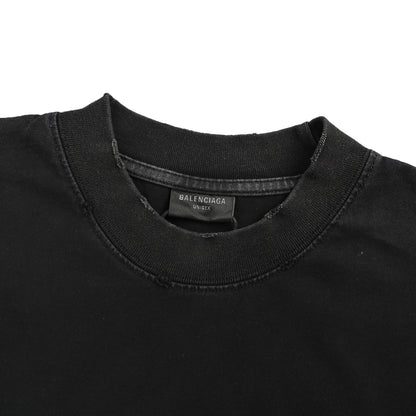 Balenciaga/Balanciaga 26ss tape printed hole washed short sleeves
