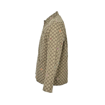 Gucci 25Fw GG colorful embroidered all over printed jacquard canvas zipper jacket