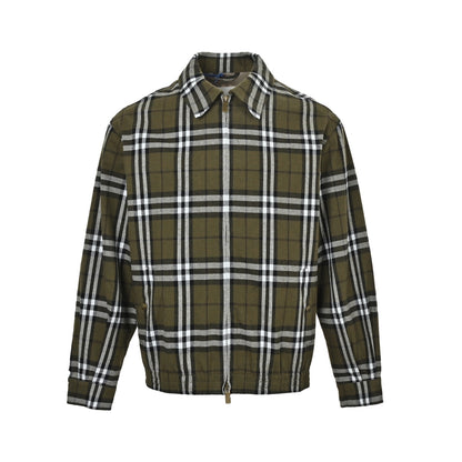 Burberry green plaid cashmere lapel jacket