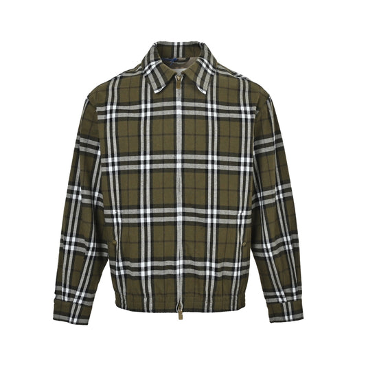 Burberry green plaid cashmere lapel jacket
