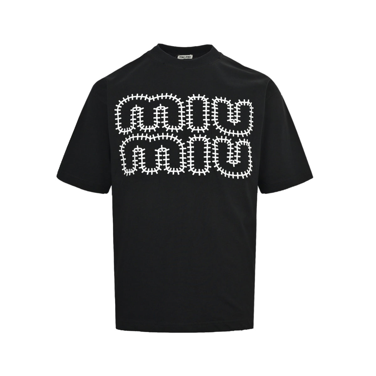 Miu Miu 26ss embroidered letter logo short sleeves