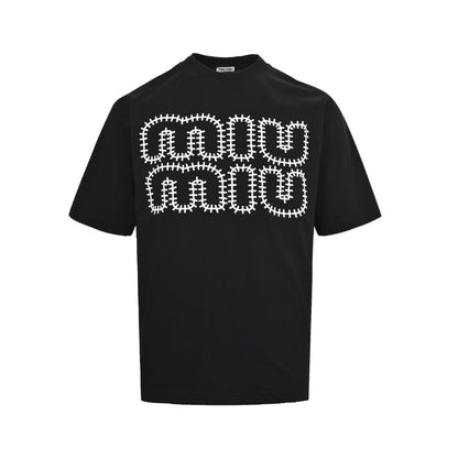 Miu Miu 26ss embroidered letter logo short sleeves