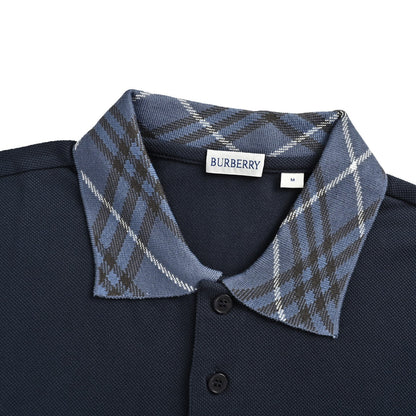 Burberry plaid stitching Polo short sleeves