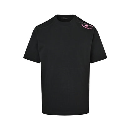 Chanel 26ss shoulder double C slogan short sleeves