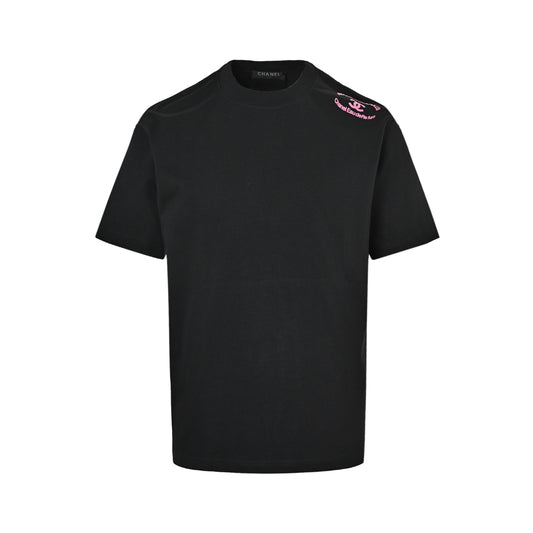 Chanel 26ss shoulder double C slogan short sleeves