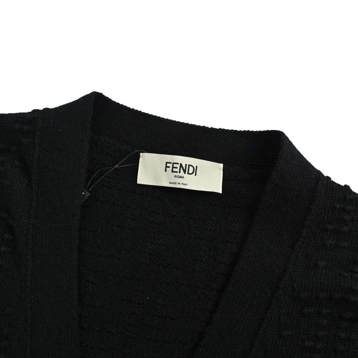 Fendi Valley wave jacquard V-neck knitted cardigan