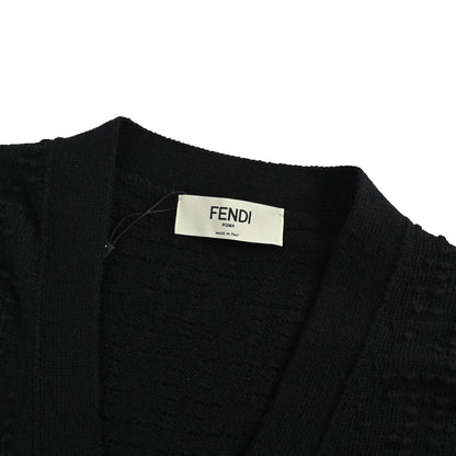 Fendi Valley wave jacquard V-neck knitted cardigan