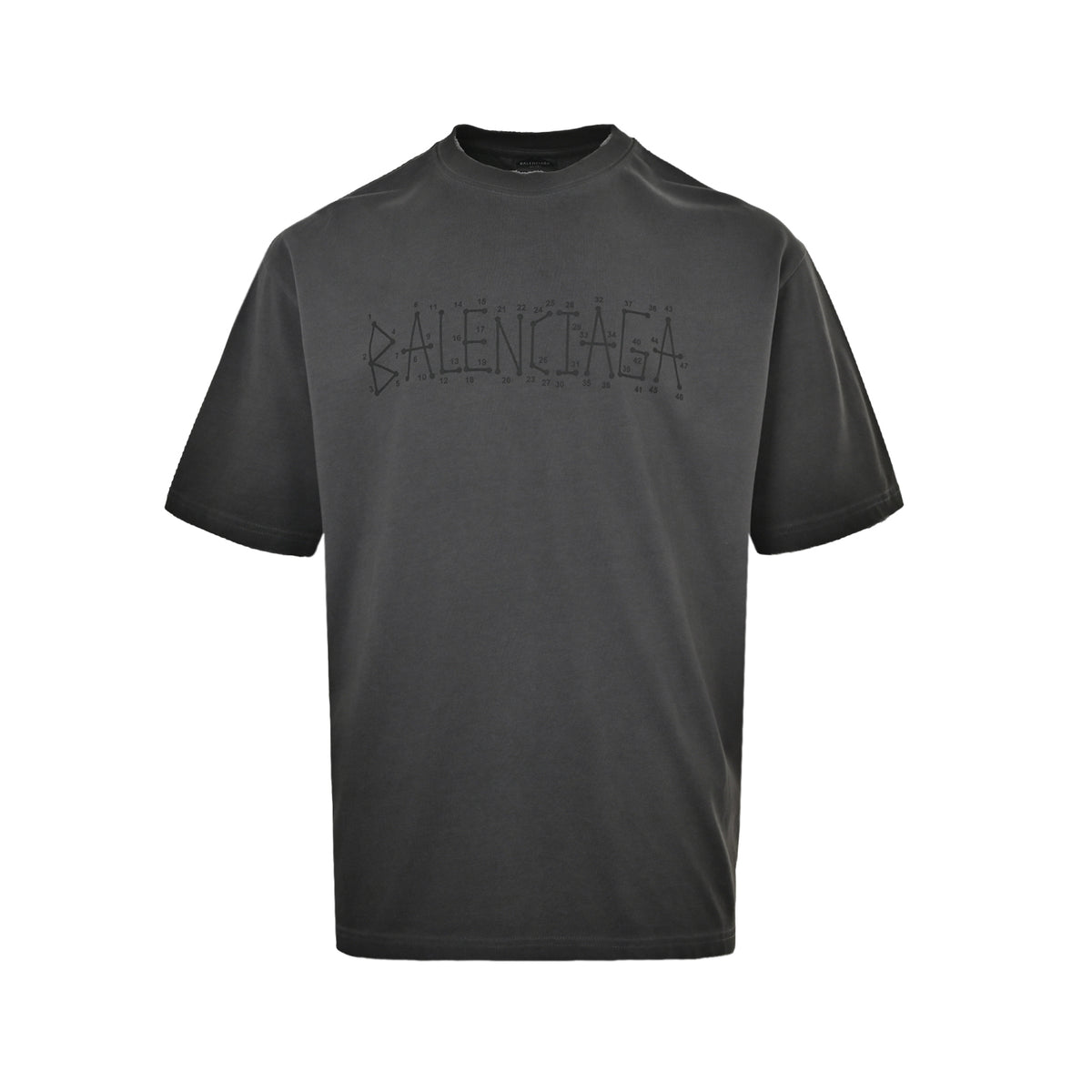 Balenciaga washed mud-dyed geometric logo double B hole short sleeves
