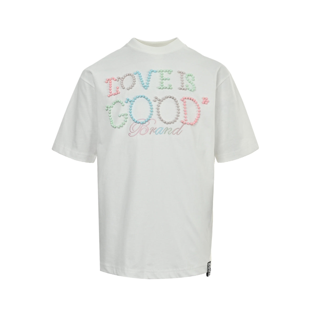 Good Brand Macaron Pearl Letter Slogan Short Sleeve